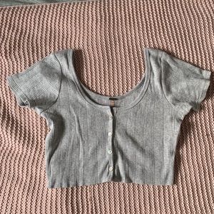 Grey Button Up Crop top